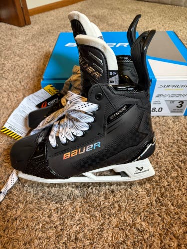 Bauer Supreme Shadow SR Hockey Skates 8.0 Fit 3 (New with Flaws) Black