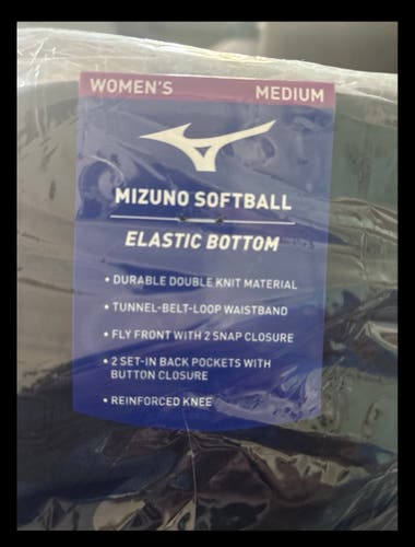 Mizuno Women's Gray Softball/Baseball Pants Size M Elastic Bottom Athletic