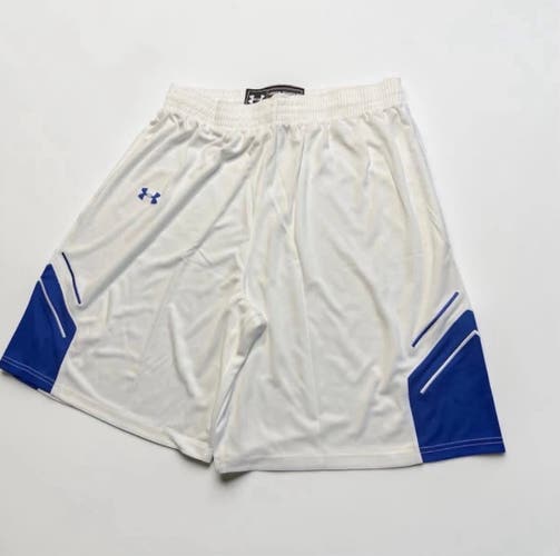 Under Armour Mens Crunch Time Basketball Shorts White/Royal Blue XL (New)