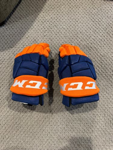 CCM HGQL blue and orange hockey Gloves 13" Pro Stock (Very lightly Used)