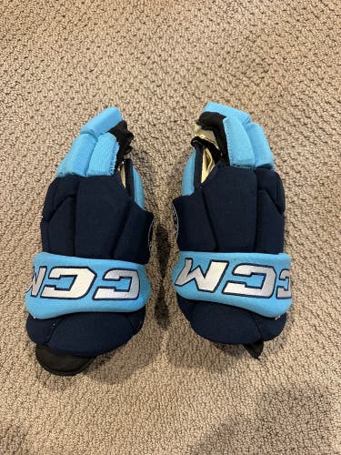 CCM HQ4PC baby Blue and black hockey Gloves 13" Pro Stock (Very lightly Used)