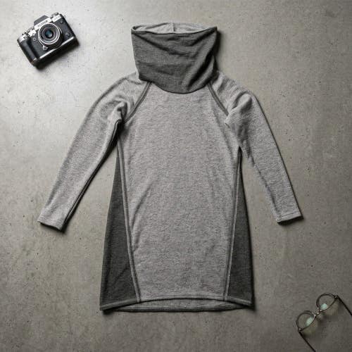 KUHL Womens M Grey Marl Wool Tunic Dress Cowl Neck Gorpcore CabinCore Athleisure
