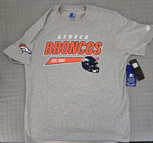 Men's Denver Broncos Starter Heather Gray Logo T-Shirt