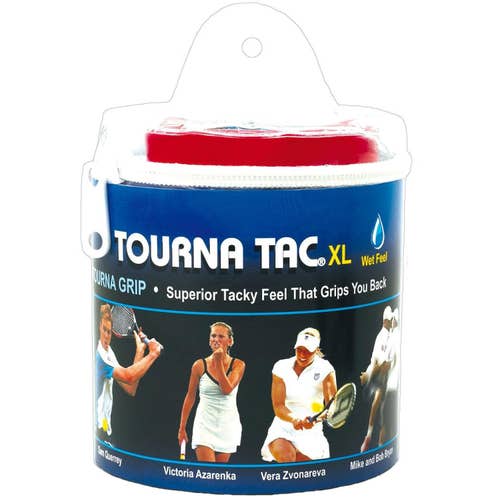 Tourna TAC Overgrip 30 Pack - White Tennis Racket Grips, Extra-Long Tacky Feel