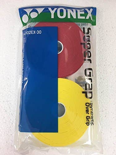 Yonex Super GRAP 30-Pack Racket Grips, Red Yellow