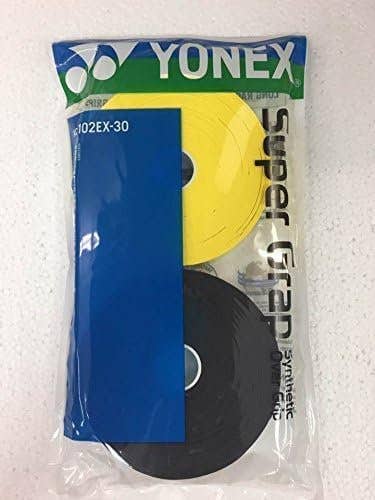 YONEX  Super GRAP Tennis Racquet Overgrip (Black/Yellow) – 30-Pack