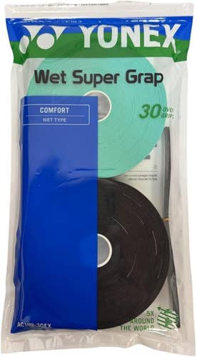 YONEX Super GrapTennis Racquet Overgrip (Green/Black) – 30-Pack