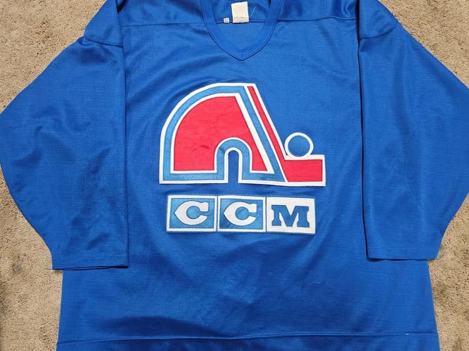 QUEBEC NORDIQUES 1990's Blue CCM Practice Worn Used Hockey Jersey size 56