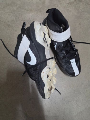 Black Men's Size M 9.5 (W 10.5) Nike High Top Trout Molded Cleats (Used)