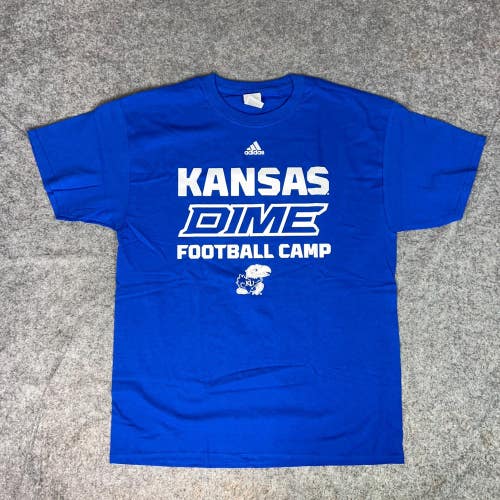 Kansas Jayhawks Mens Shirt Large Blue White Tee Short Sleeve Top NCAA Football