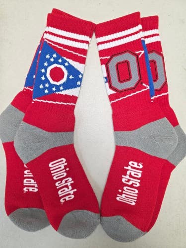ST32 Mens NCAA OHIO STATE BUCKEYES Crew Socks Lot of 2 Pair LARGE New