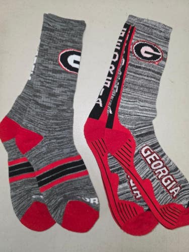 ST16 Mens NCAA GEORGIA BULLDOGS Crew Socks Lot of 2 Pair LARGE New