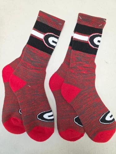 ST27 Mens NCAA GEORGIA BULLDOGS Crew Socks Lot of 2 Pair LARGE New
