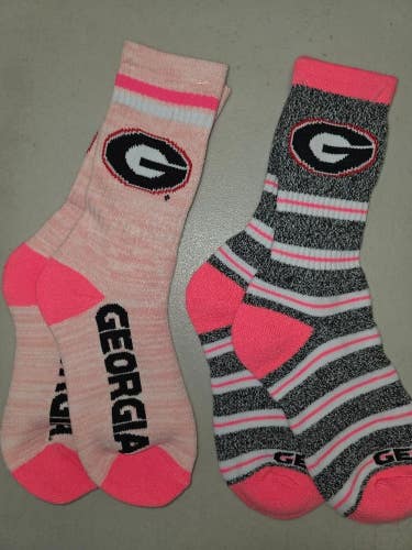 ST20 Mens NCAA GEORGIA BULLDOGS Crew Socks Lot of 2 Pair MEDIUM New