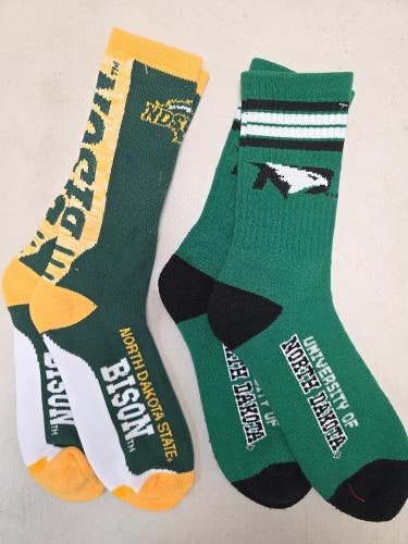 ST4 Mens NCAA NORTH DAKOTA STATE BISON Crew Socks Lot of 2 Pair LARGE New