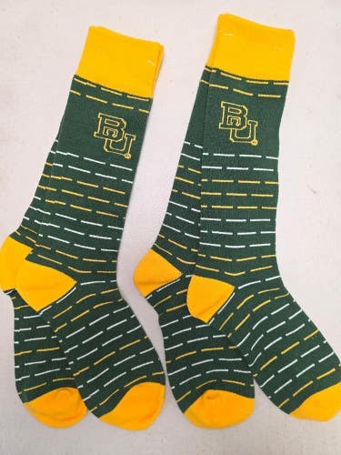 ST1 Mens NCAA BAYLOR BEARS Crew Socks Lot of 2 Pair MEDIUM New