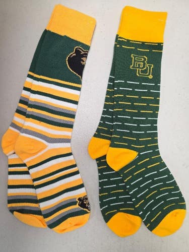 ST2 Mens NCAA BAYLOR BEARS Crew Socks Lot of 2 Pair MEDIUM New