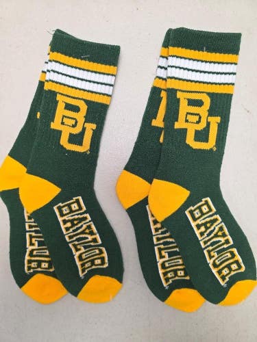 ST4 YOUTH 1-5 NCAA BAYLOR BEARS Crew Socks Lot of 2 Pair MEDIUM New