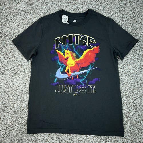 Nike Shirt Boys Large Black Pegasus Just Do It Tee Graphic Loose Fit Swoosh T