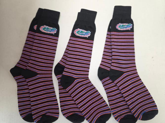 ST2 Mens NCAA FLORIDA GATORS Crew Socks Lot of 3 Pair LARGE New