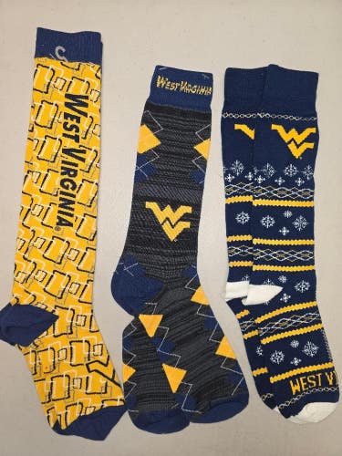 ST17 Mens NCAA WEST VIRGINIA MOUNTAINEERS Crew Socks Lot of 3 Pair MEDIUM New