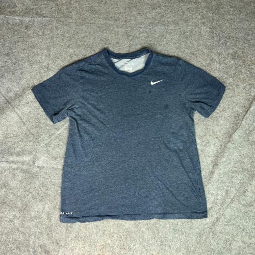Nike Mens Shirt Medium Navy White Tee T Swoosh Everyday Causal Sports Logo Top