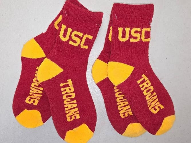 ST1 YOUTH 1-3 NCAA USC TROJANS Crew Socks Lot of 2 Pair New