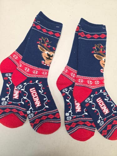 ST1 Mens NCAA UCONN HUSKIES Crew Socks Lot of 2 Pair LARGE New