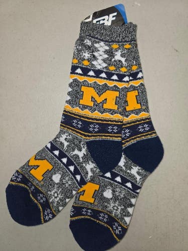 ST18 Mens NCAA MICHIGAN WOLVERINES Crew Socks Lot of 1 Pair MEDIUM New