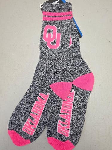 ST14 Mens NCAA OKLAHOMA SOONERS Crew Socks Lot of 1 Pair MEDIUM New