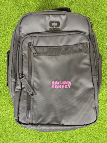 OGIO Black Travel Work Backpack Nature’s Bakery Embroidered Padded Bag