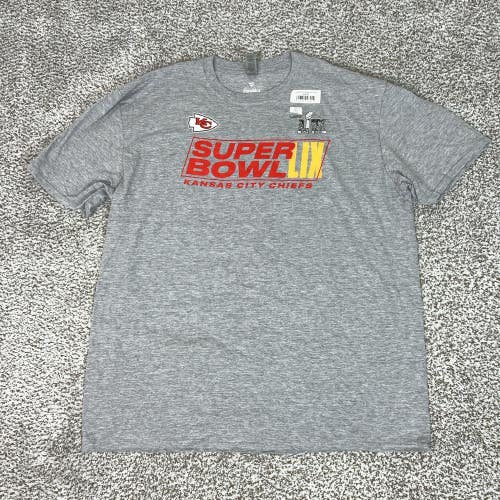 Kansas City Chiefs Shirt Mens 2XL Gray NFL Football Super Bowl LIX Fanatics A1