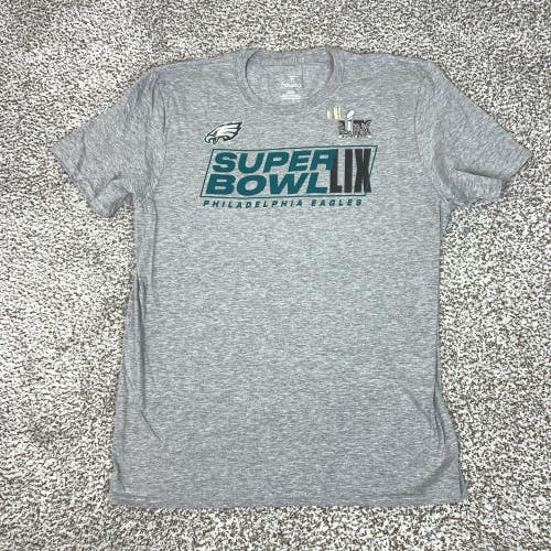 Philadelphia Eagles Shirt Mens Large Gray NFL Football Super Bowl LIX Fanatics