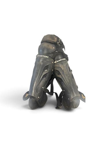 Used Easton YOUTH 12.75IN Catchers Leg Guards Black Youth 11850-S000025978