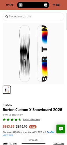 Burton Custom Snowboard 156 cm (Used)
