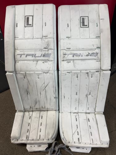 2025 White 33+1.5" Senior True L87 Nitro Pro Goalie Leg Pads | Dubeau Pro Stock (Used)