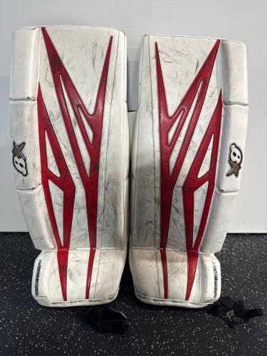 White & Red Junior Brian's GNETiK 8.0 Goalie Leg Pads (Used)