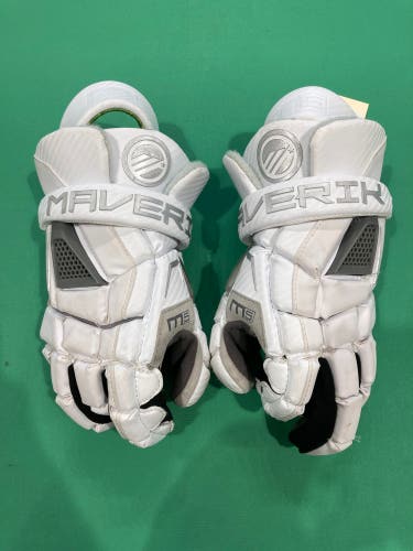 White 12" Maverik M5 Lacrosse Gloves (Used)