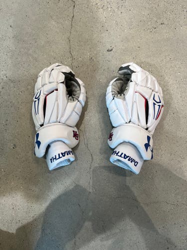 White 13" Under Armour Command Pro 2 Lacrosse Gloves (Used)