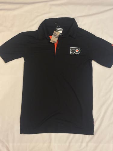 MENS FANATICS AUTHENTIC PRO NHL Philadelphia Flyers Polo Shirt SMALL Black NWT
