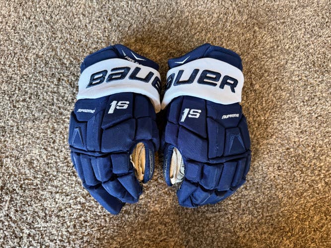 Bauer Supreme 1S Gloves | 14" | Navy Blue | Penn State | Used