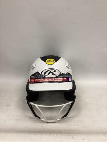 Used Rawlings HELMET WITH MASK Batting Helmet w/Mask Black And White One Size 11851-S000053303