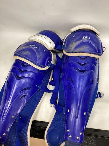 Used Rawlings SHIN GUARDS Catchers Leg Guards Royal Blue Intermed 11851-S000053298