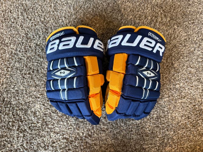 Bauer Nexus 1000 Gloves | 14" | Navy Blue with Gold | Quinnipiac | Used