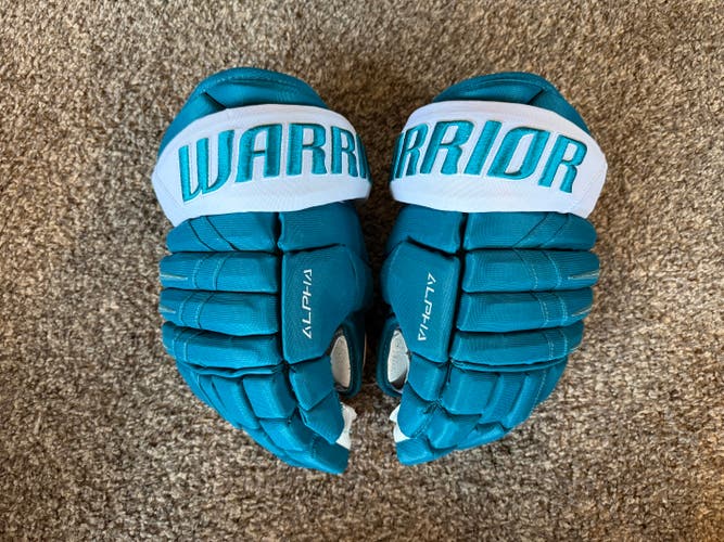 Warrior Alpha DX Pro Gloves | 13" | Teal | San Jose Sharks | Used