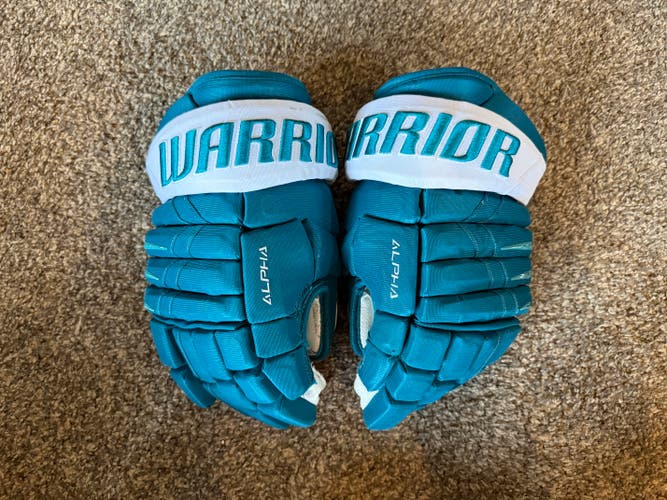 Warrior Alpha DX Pro Gloves | 14" | Teal | San Jose Sharks | Used