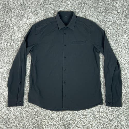 Lululemon Shirt Mens Large Black Solid Long Sleeve Button Up Reflective Hem Work