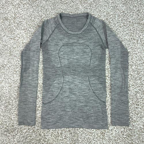 Lululemon Shirt Womens 4 Gray Swiftly Tech Long Sleeve Thumbholes Running Gym