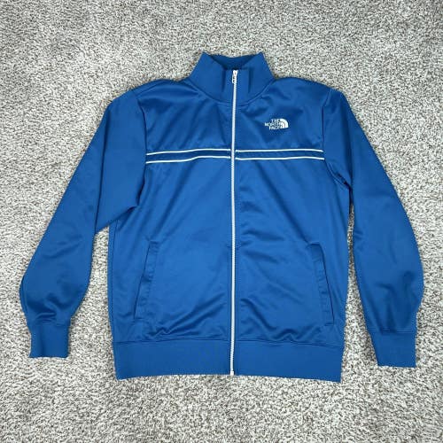 The North Face Jacket Men Medium Blue Full Zip Track Stripe Athletic Gym Outdoor