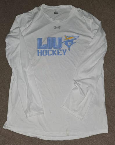 LIU Sharks Hockey Under Armour Team Issued Long Sleeve Wicking Shirt Medium